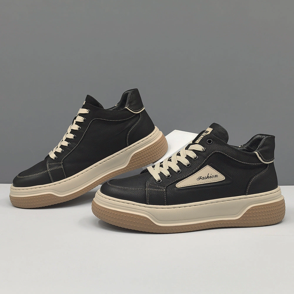 Men Fashion Leather Flat High Top Casual Sneakers Tiger Flats Shoes