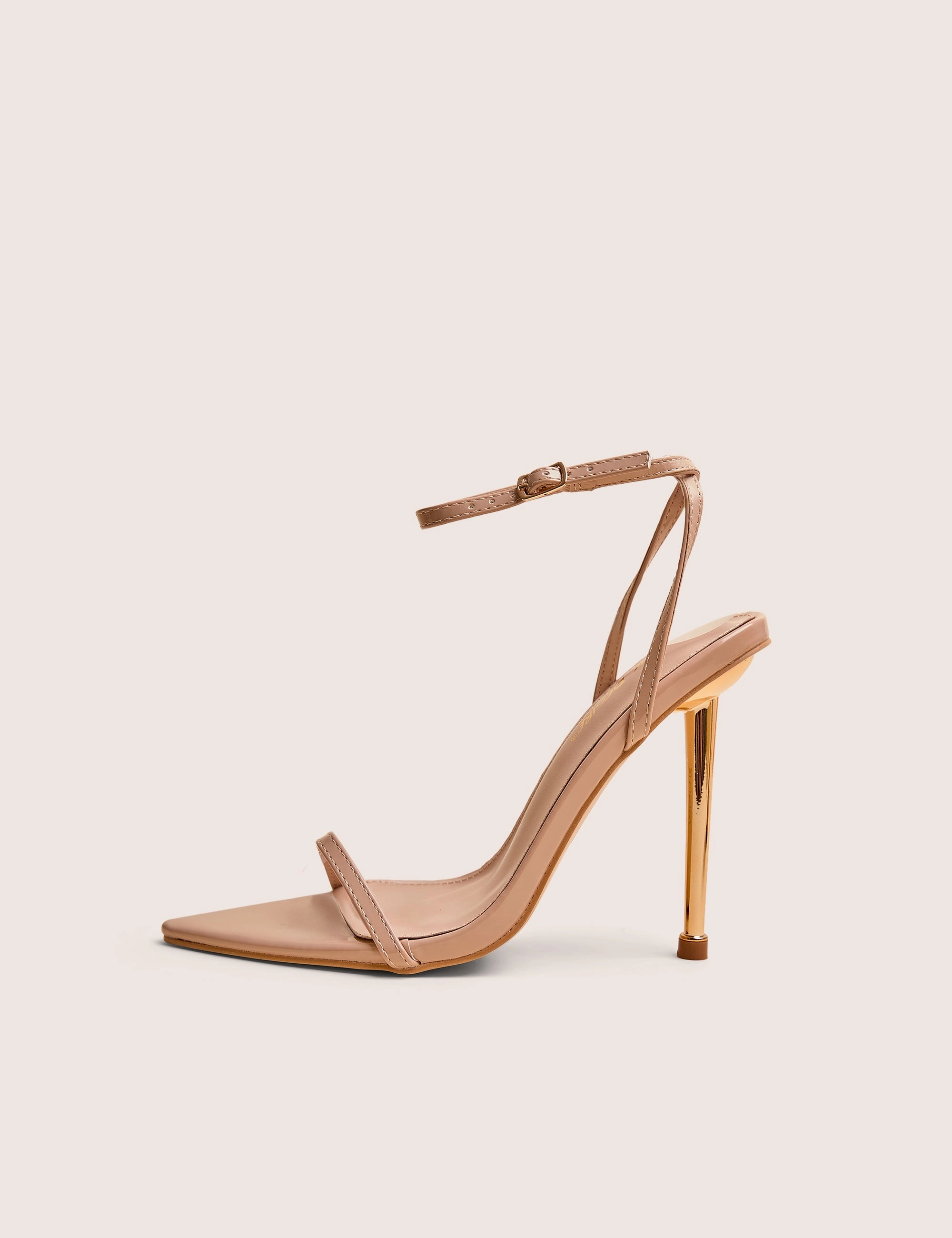High Heeled Footwear Legacy Nude Barely There Pointed Toe Gold Stiletto Heels