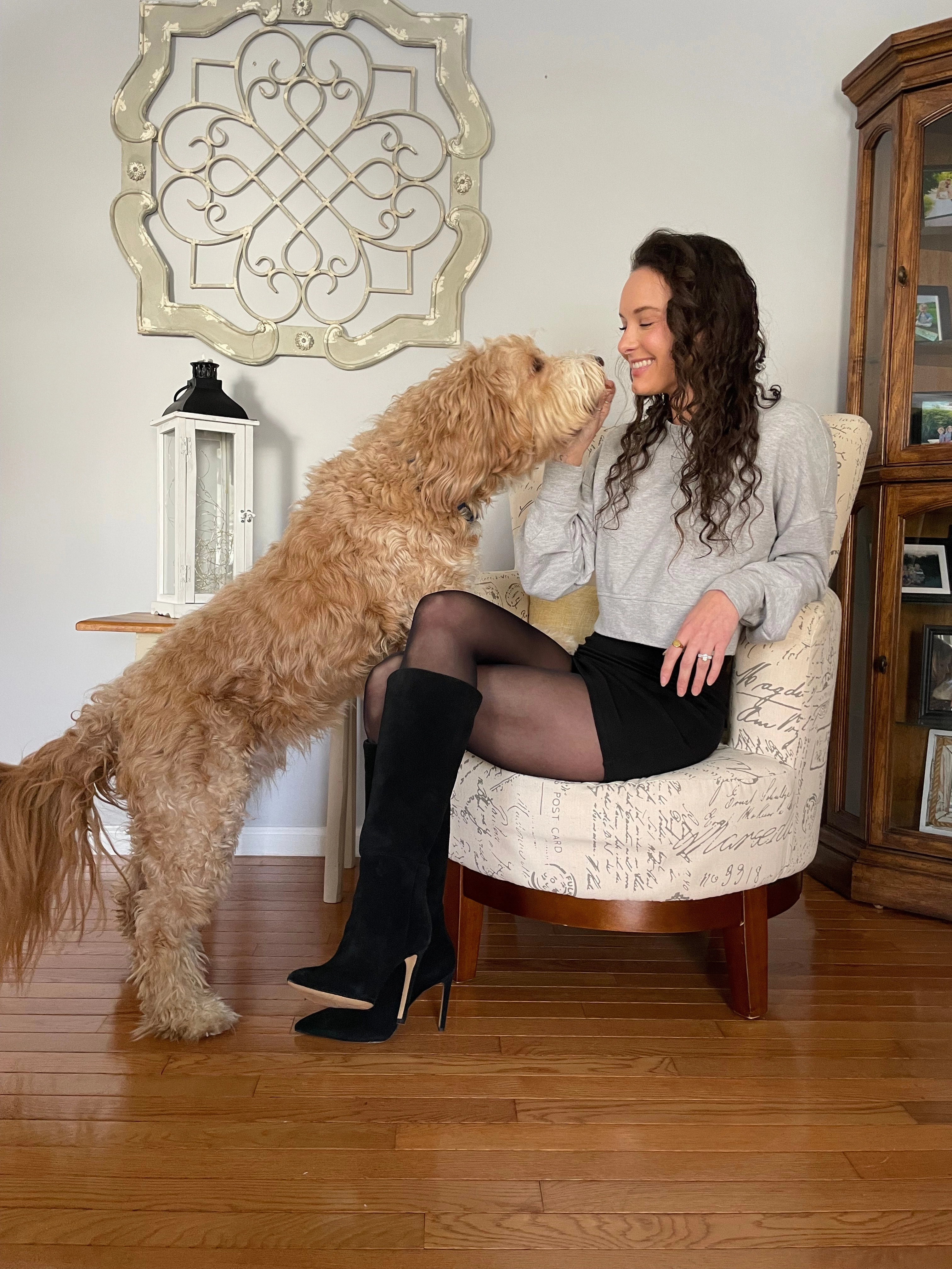 Yara Womens Suede Knee High Stiletto Boot Leather Sole Knee High Equestrian Style Boots