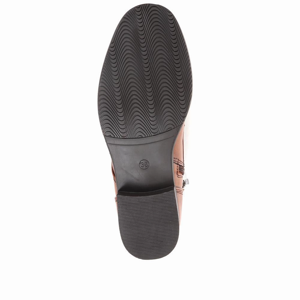 Combat Boot Soles Sabina-03 Leather Ankle Boots - SINO36501 / 322 850 - Tobacco