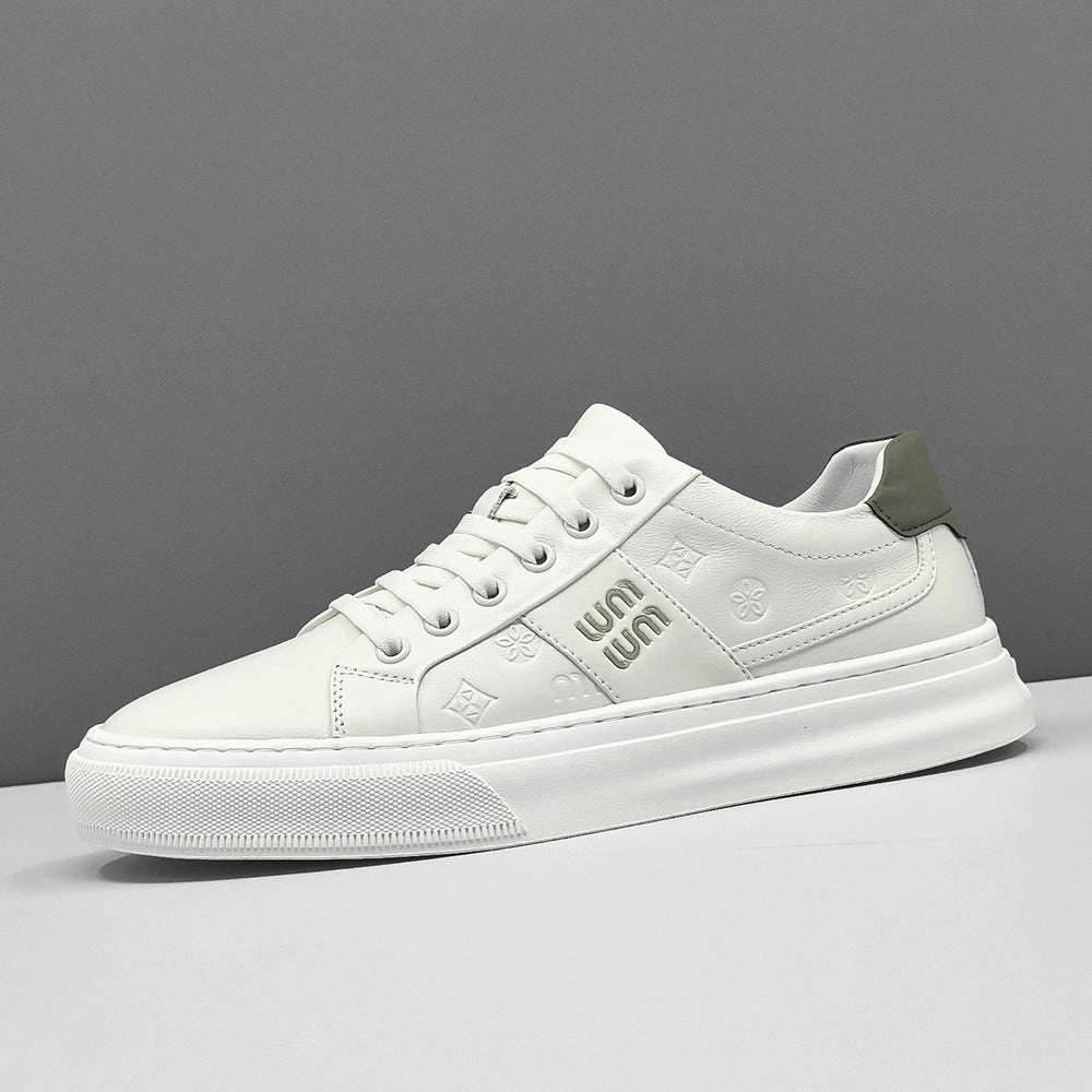 Men Fashion Solid Embossed Leather Flat Casual Shoes Flats Comfortable Shoes