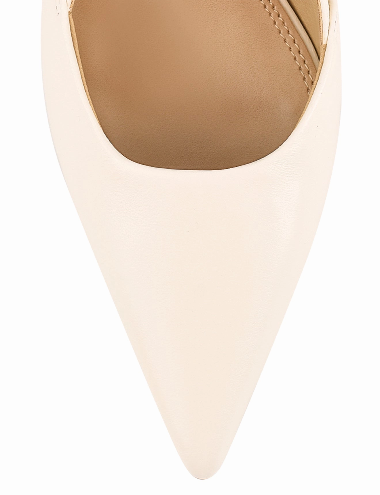 Yoyo Slingback Kitten Heels - Cream White Leather Smelly High Heels