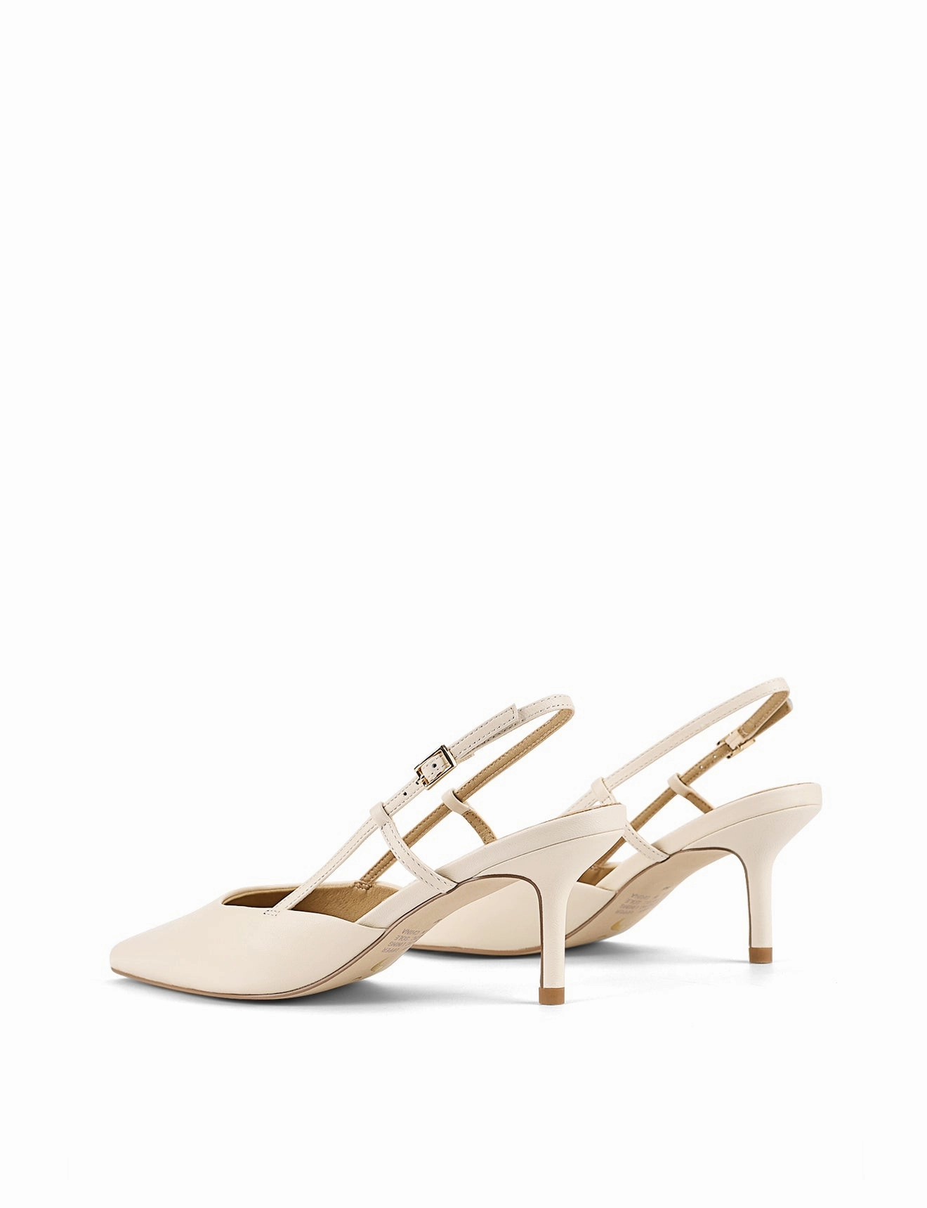 High Heels Models Yoyo Slingback Kitten Heels - Cream White Leather