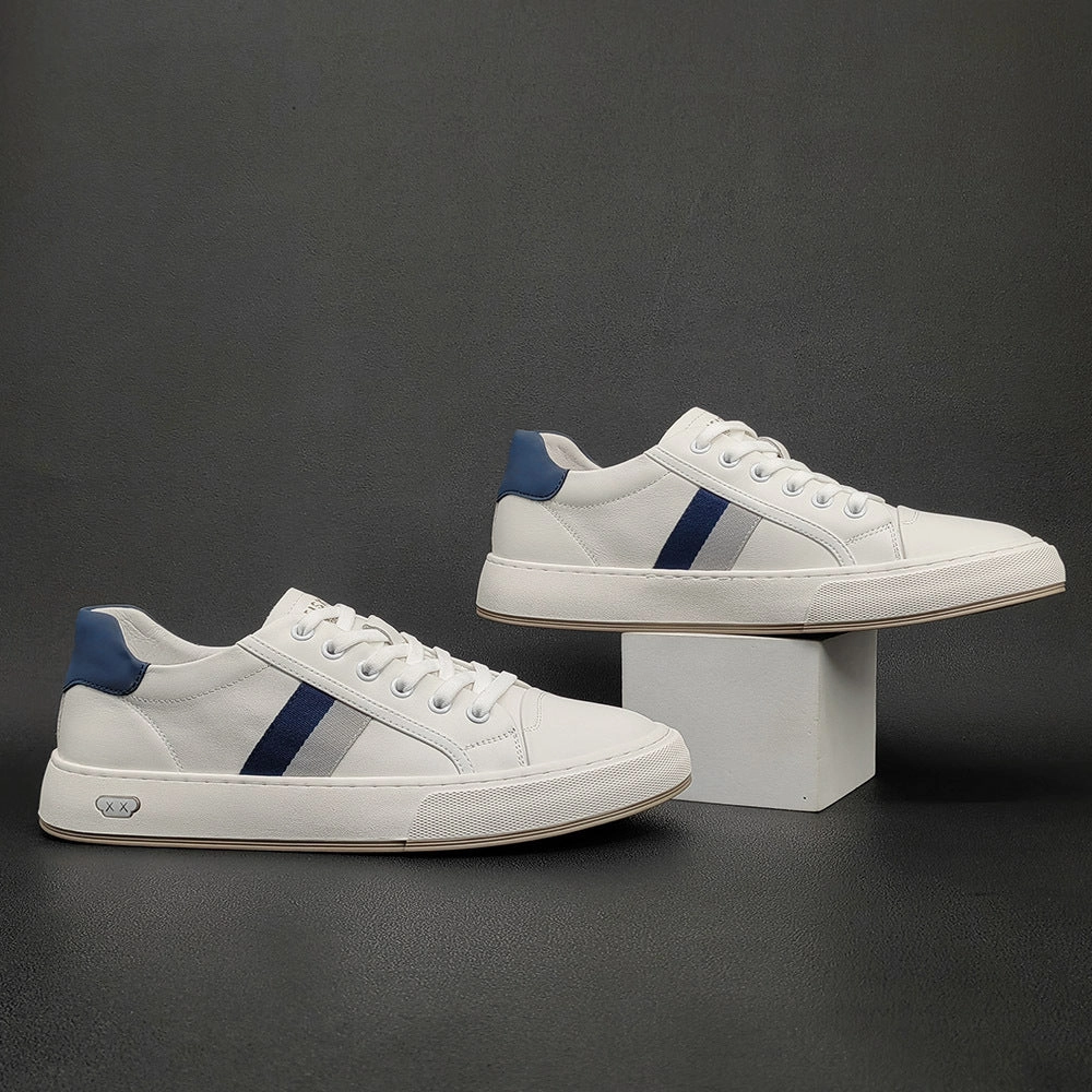 Men Fashion Casual Leather Flat Court Sneakers Normal Flat Cover Shoes