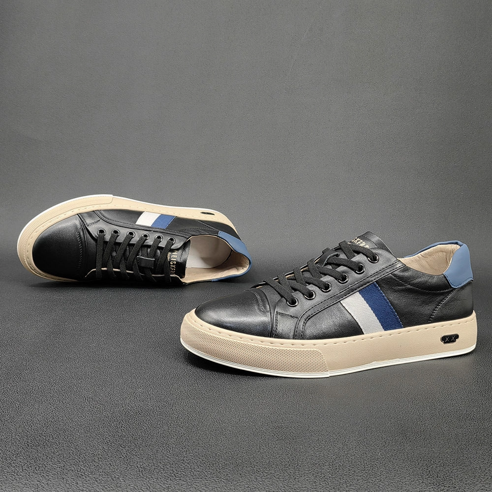 Men Fashion Casual Leather Flat Court Sneakers Valentino Flats Shoes